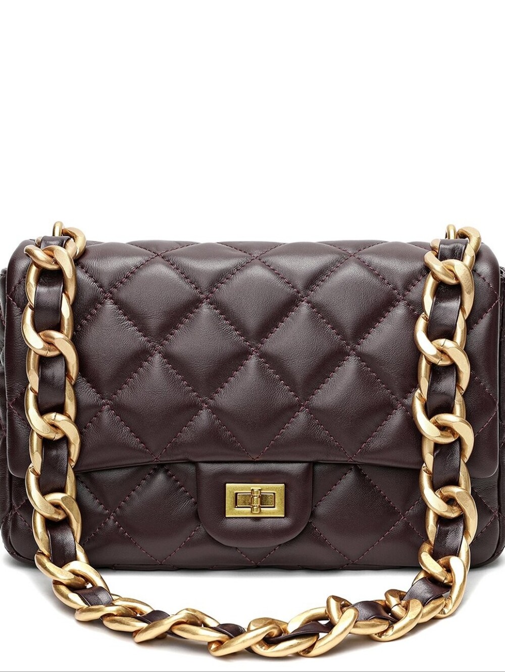 Tiffany & Fred Paris Top-Grain Leather Foldover Shoulder Bag Dark Brown NWT